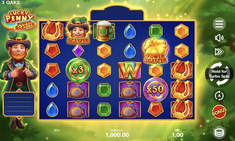 Lucky Penny Power Scatter - Symbole Power Scatter avec une pièce d'or et un éclairage